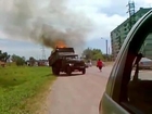 Un camion benne en feu en Russie